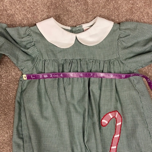 Zu Christmas candy cane green white dogtooth Peter Pan collar dress 12m - Picture 6 of 10